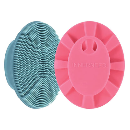 INNERNEED Super Soft Silicone Face Cleanser and Massager Brush Manual Facial Cleansing Brush Handheld Mat Scrubber for Sensitive, Delicate, Dry Skin (Pack of 4) Health & Beauty > Personal Care > Cosmetics > Cosmetic Tools > Skin Care Tools INNERNEED 3rd-dark Green+pink  