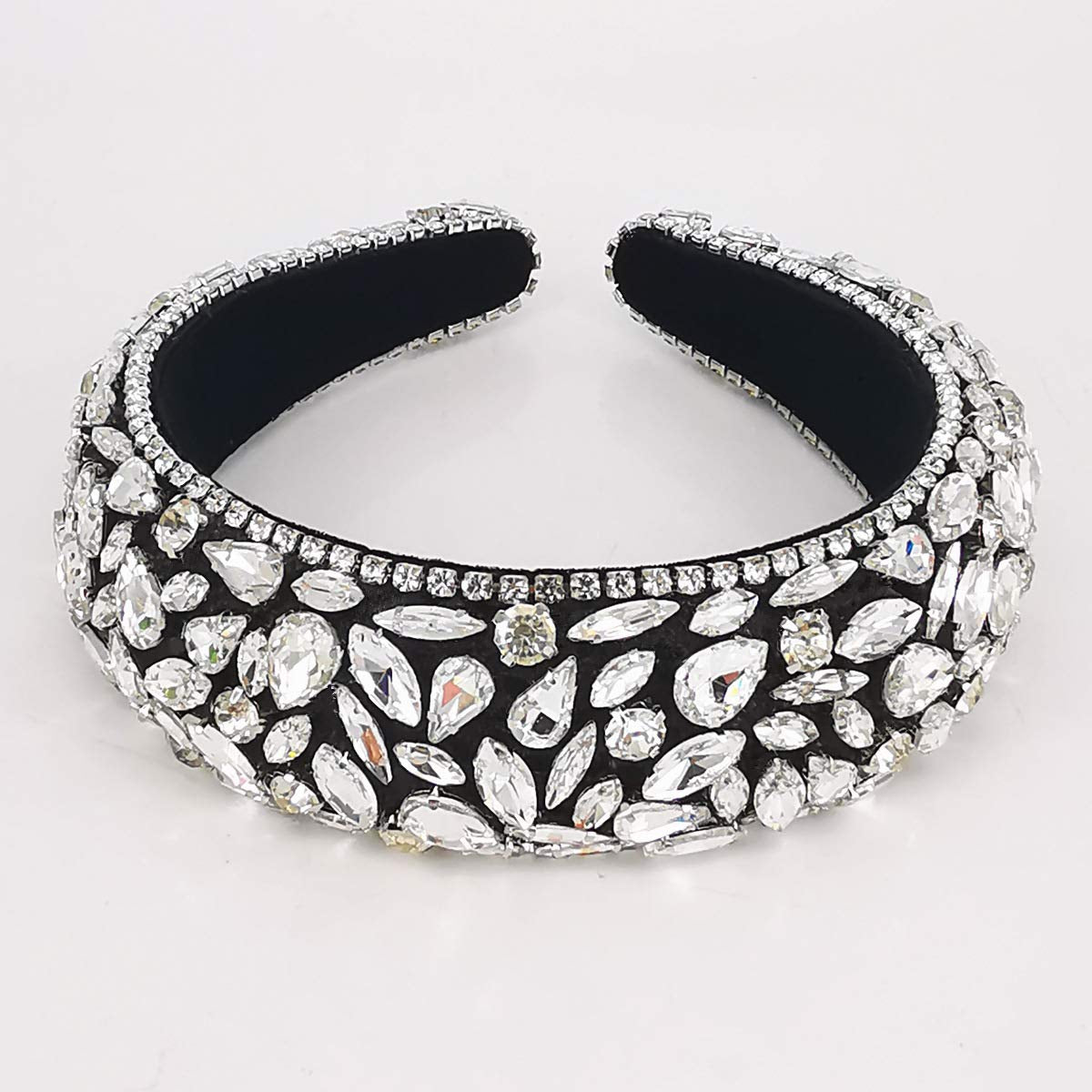 QTMY Wide Headbands Fashion Women Baroque Crystal Gemstone Hair Accessories Head Band Fashion Headwear Hairbands for Women Apparel & Accessories > Clothing Accessories > Headwear QTMY   