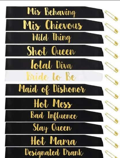 GEMICH Bride Sash/Bridesmaid Sash(12 Pack), Team Bride Sash,Bachelorette Sash Set for Bridesmaids,Maid of Honor, Bridal Shower and Hen Party Decorations, Favors,Accessories and Supplies, to Be Bride Apparel & Accessories > Clothing Accessories > Sashes Gem   