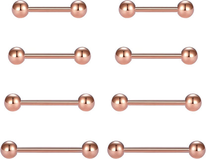 Vcmart Nipple Rings Tongue Rings Stainless Steel 14G Straight Barbells Piercing Jewelry 12Mm,14Mm,16Mm,18Mm Apparel & Accessories > Jewelry > Body Jewelry vcmart 3 -rose gold  