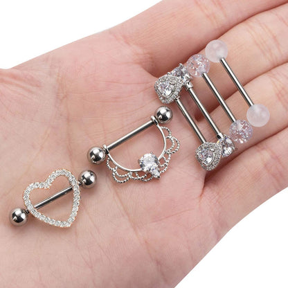 NASAMA Stainless Steel Acrylic Nipple Rings Tongue Ring CZ Barbell Heart-Shape Piercing Body Jewelry Apparel & Accessories > Jewelry > Body Jewelry NASAMA   