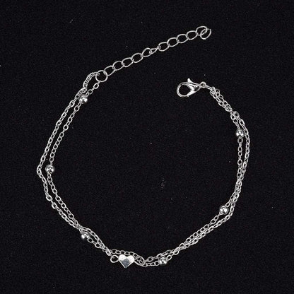 Beach Ankle Bracelets, Love Heart Charm Ankle Bracelet, Adjustable Beach Ankle Stainless Steel Anklet Chain Beach Foot Jewelry Apparel & Accessories > Jewelry > Anklets Generic   