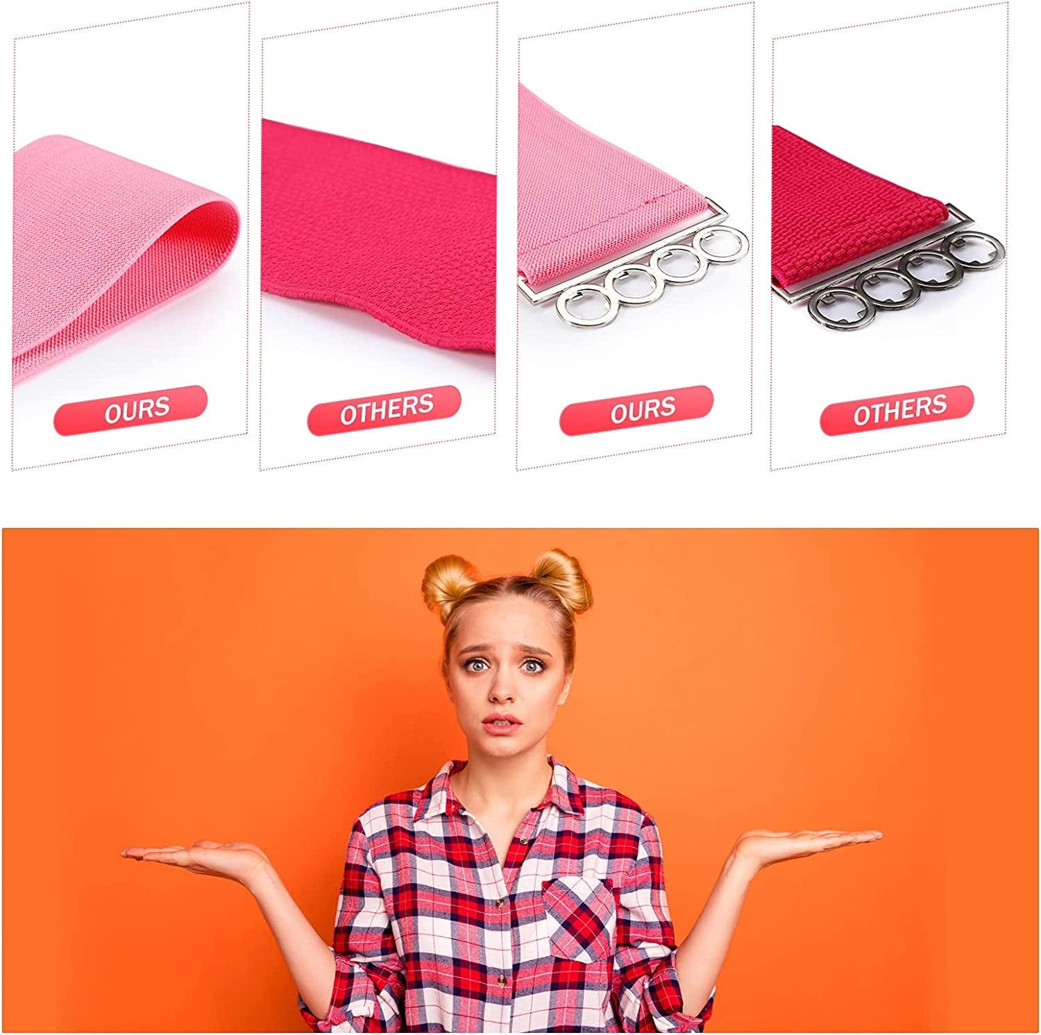 80S Neon Belt Stretch Wide Waistband Elastic Belt Retro Vertical Clasp Buckle Belt for Women Girls (Rose Red,1 Piece) Apparel & Accessories > Clothing Accessories > Belts Syhood   