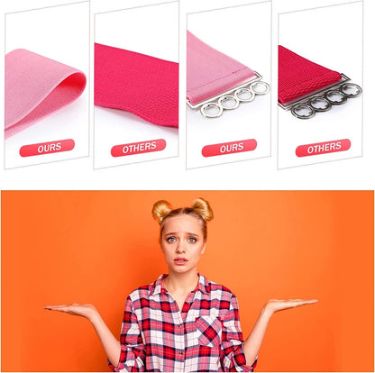 80S Neon Belt Stretch Wide Waistband Elastic Belt Retro Vertical Clasp Buckle Belt for Women Girls (Rose Red,1 Piece) Apparel & Accessories > Clothing Accessories > Belts Syhood   