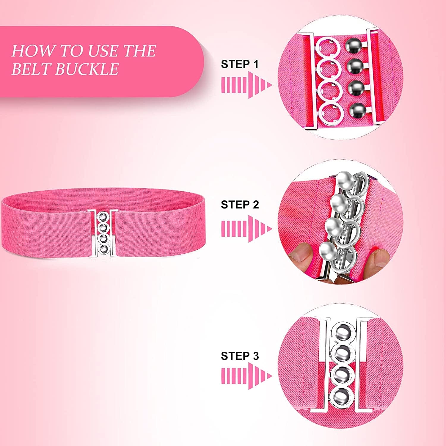 80S Neon Belt Stretch Wide Waistband Elastic Belt Retro Vertical Clasp Buckle Belt for Women Girls (Rose Red,1 Piece) Apparel & Accessories > Clothing Accessories > Belts Syhood   