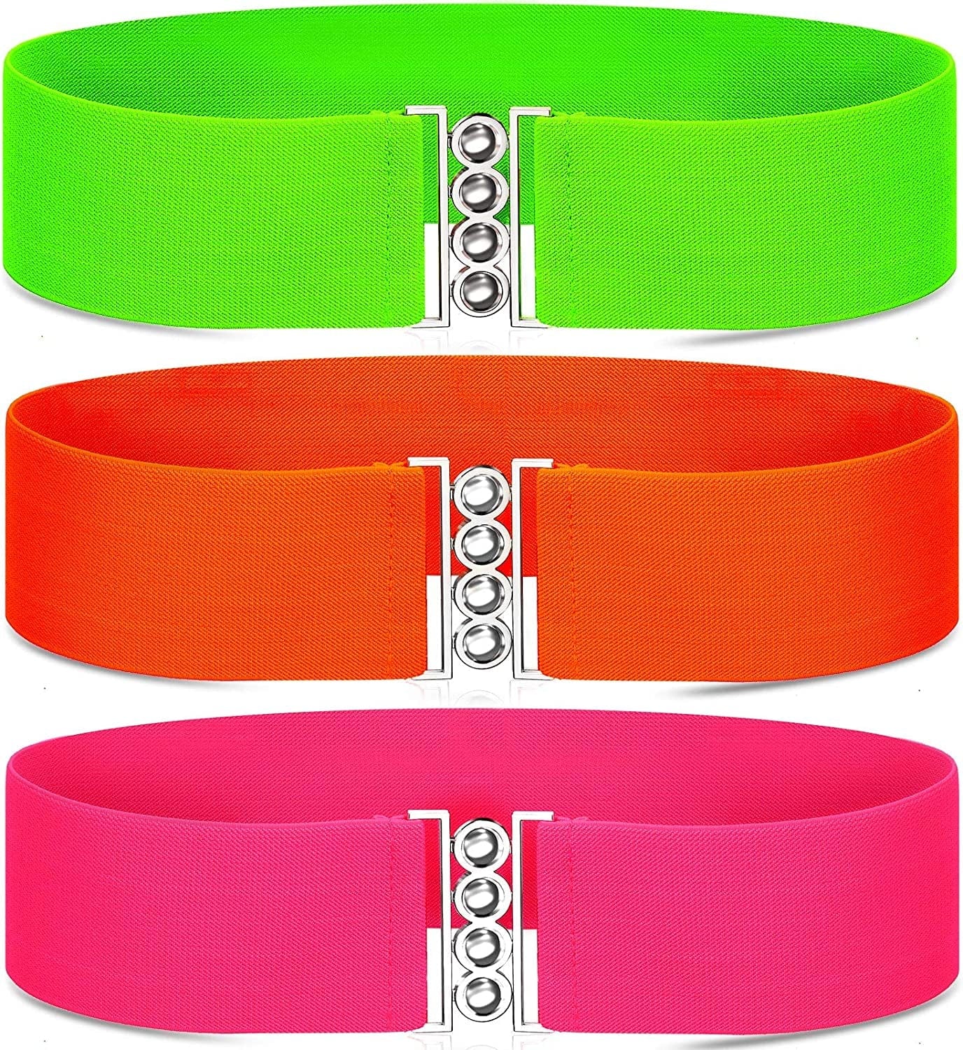 80S Neon Belt Stretch Wide Waistband Elastic Belt Retro Vertical Clasp Buckle Belts for Women Girls Apparel & Accessories > Clothing Accessories > Belts Syhood   