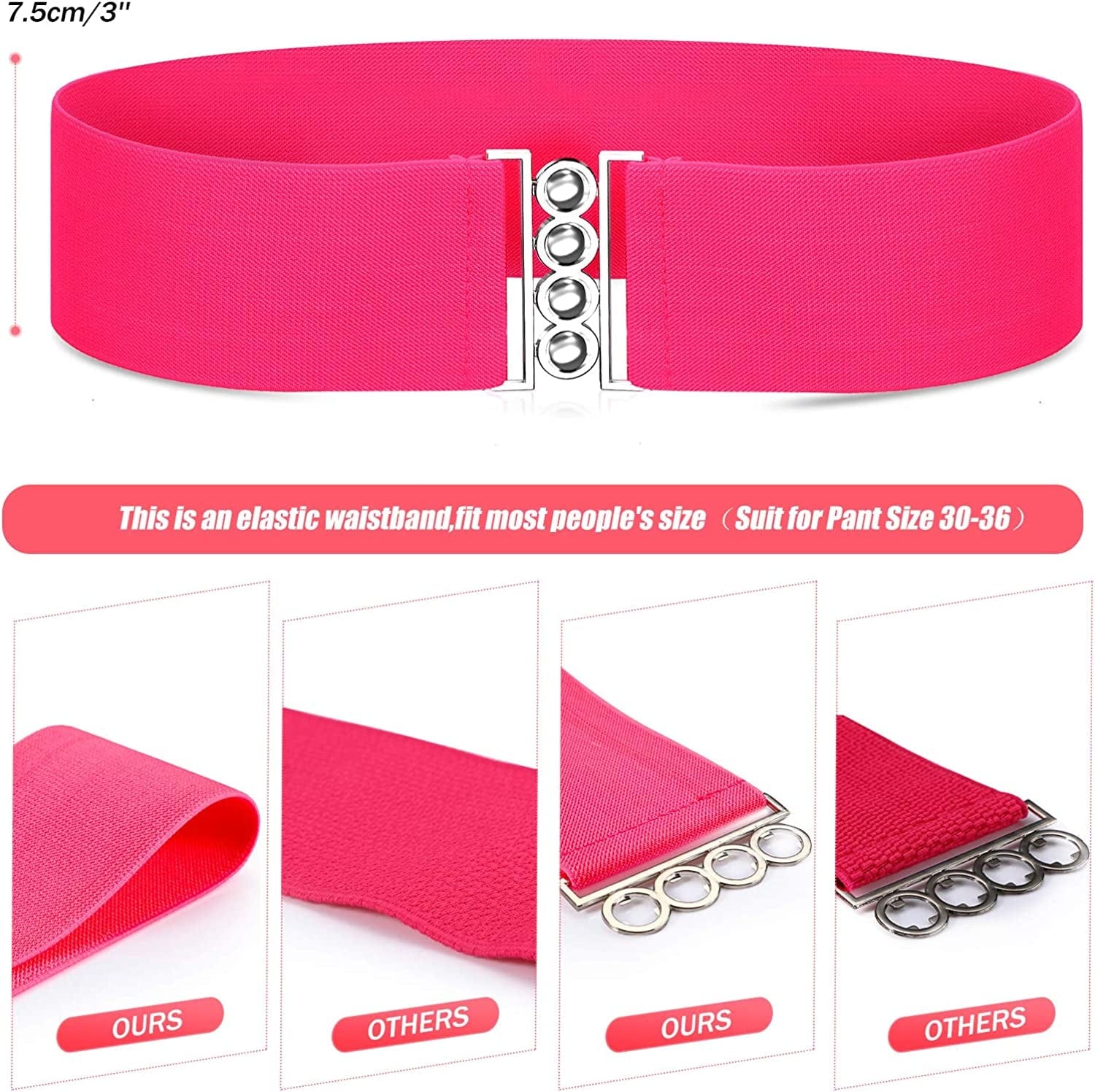 80S Neon Belt Stretch Wide Waistband Elastic Belt Retro Vertical Clasp Buckle Belts for Women Girls Apparel & Accessories > Clothing Accessories > Belts Syhood   