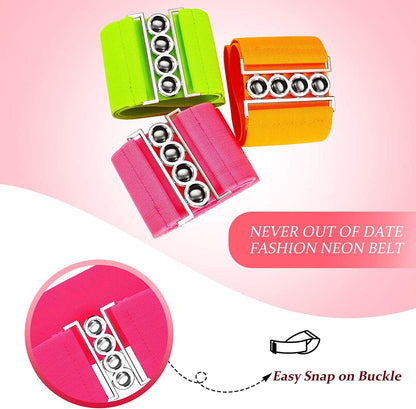 80S Neon Belt Stretch Wide Waistband Elastic Belt Retro Vertical Clasp Buckle Belts for Women Girls Apparel & Accessories > Clothing Accessories > Belts Syhood   