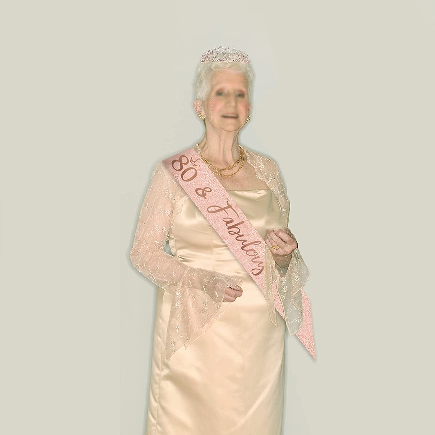 80Th Birthday Sash and Tiara for Women, Rose Gold Birthday Sash Crown 80 & Fabulous Sash and Tiara for Women, 80Th Birthday Gifts for Happy 80Th Birthday Party Favor Supplies Apparel & Accessories > Clothing Accessories > Sashes BRT Bearingshui   