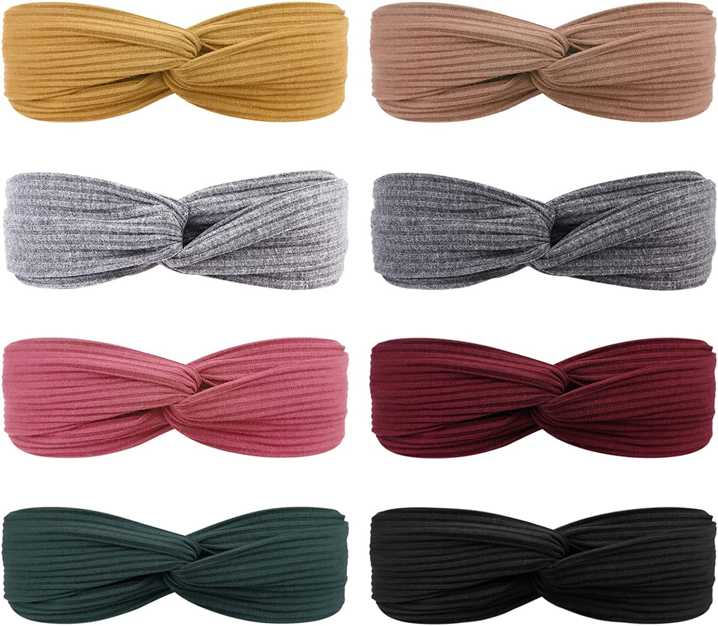 DRESHOW 8 Pack Headbands for Women Criss Cross Vintage Head Wrap Boho Headband Twisted Elastic Hair Accessories Apparel & Accessories > Clothing Accessories > Bandanas & Headties DRESHOW 8 Pack C: Low profile series  