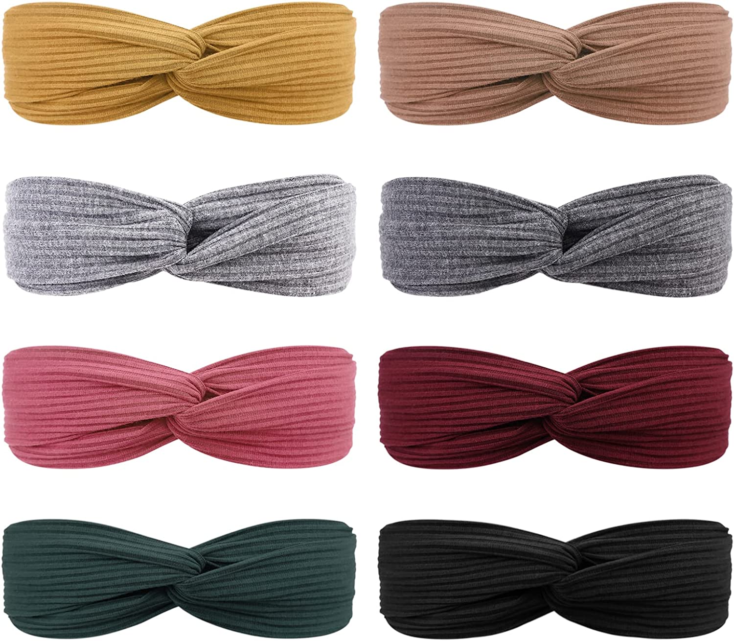 DRESHOW 8 Pack Headbands for Women Criss Cross Vintage Head Wrap Boho Headband Twisted Elastic Hair Accessories Apparel & Accessories > Clothing Accessories > Bandanas & Headties DRESHOW 8 Pack C: Low profile series  