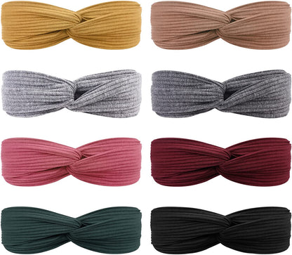 DRESHOW 8 Pack Headbands for Women Criss Cross Vintage Head Wrap Boho Headband Twisted Elastic Hair Accessories Apparel & Accessories > Clothing Accessories > Bandanas & Headties DRESHOW 8 Pack C: Low profile series  