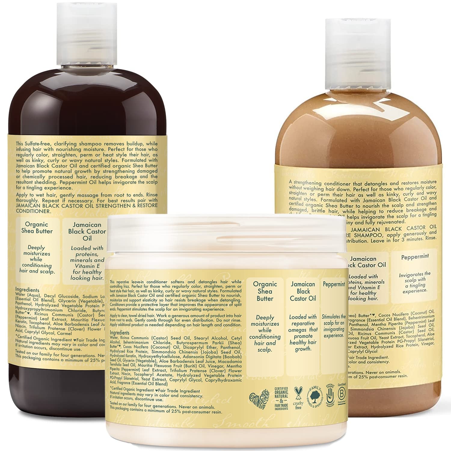 Shea Moisture Curly Hair Product Bundle Shampoo 16 Fl Oz, Conditioner 13 Fl Oz, Leave in Conditioner 16 Oz, Jamaican Black Castor Oil for Healthy Hair Growth, Strengthen & Restore, Sulfate Free Health & Beauty > Personal Care > Hair Care SHEA MOISTURE   