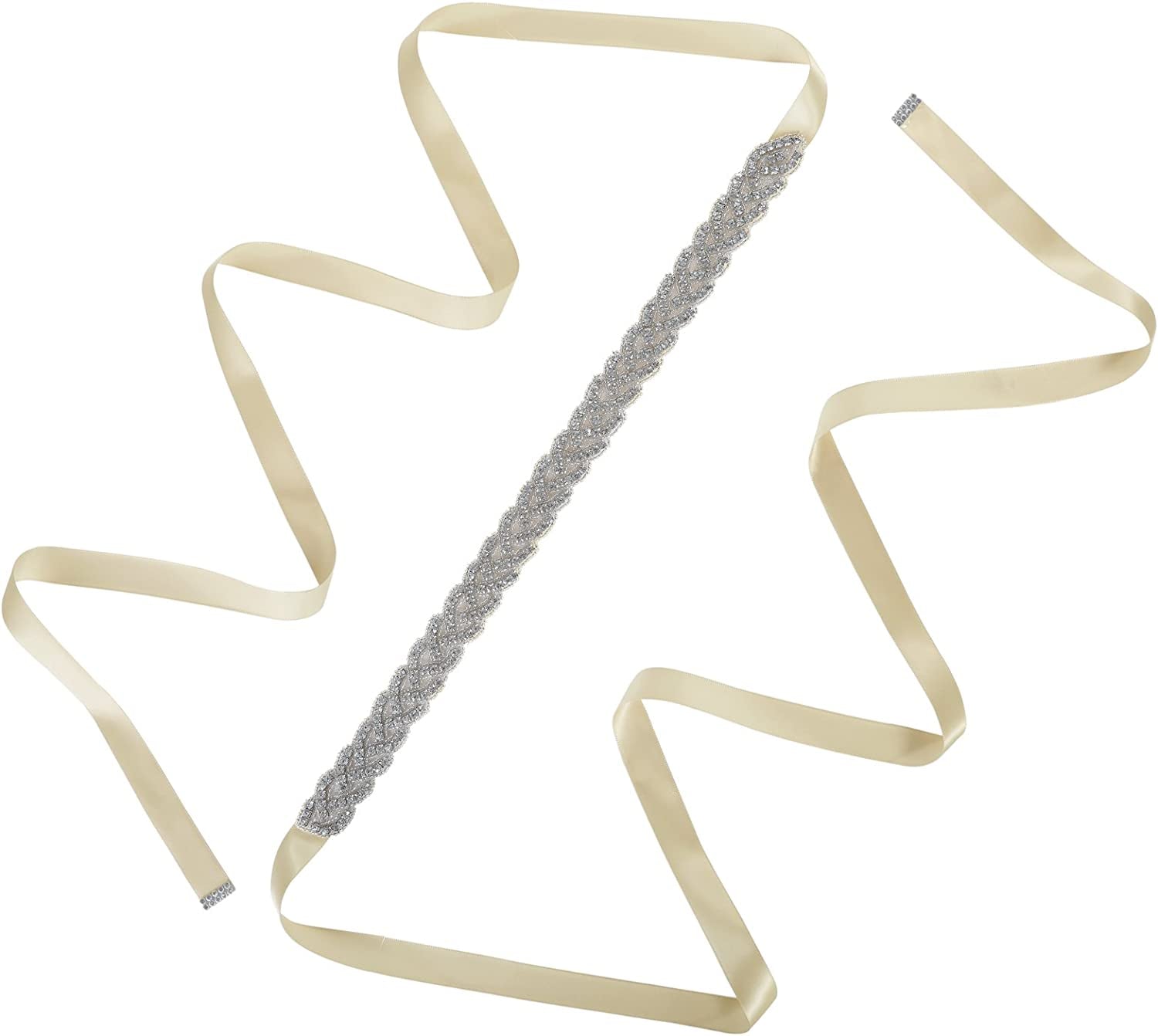 AWAYTR Bridal Rhinestone Wedding Belt - Silver Rhinestone Belts for Women Formal Evening Dress Apparel & Accessories > Clothing Accessories > Belts AWAYTR Champagne  