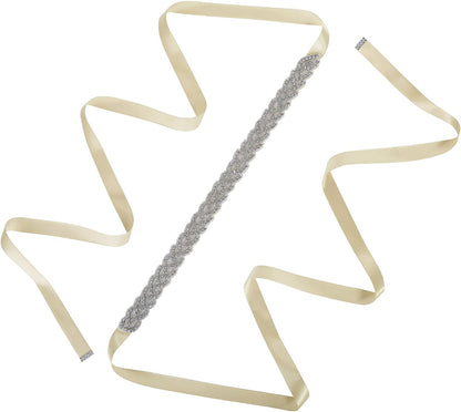 AWAYTR Bridal Rhinestone Wedding Belt - Silver Rhinestone Belts for Women Formal Evening Dress Apparel & Accessories > Clothing Accessories > Belts AWAYTR Champagne  