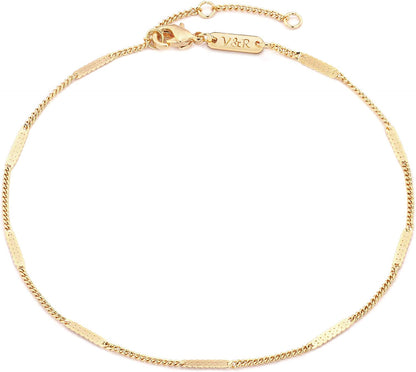 Valloey Rover Women Handmade Dainty Anklet Silver 14K Gold Plated Bead Boho Beach Rhinestone Foot Chain Adjustable Ankle Bracelet for Women Apparel & Accessories > Jewelry > Anklets Valloey Rover Barchain  