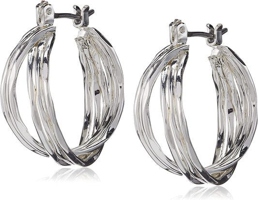 NINE WEST Women'S Silvertone Twisted Hoop Earrings Apparel & Accessories > Jewelry > Earrings NINE WEST   