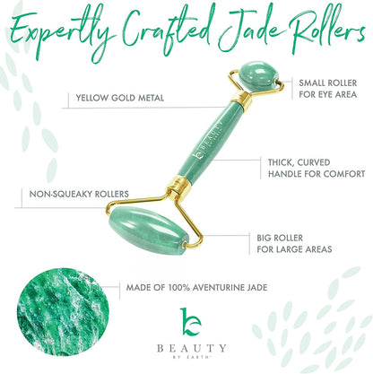 Jade Roller for Face - Skin Care Tools Used with Beauty Products, Jade Face Roller for Face, Small Eye Roller for Puffy Eyes, Face Massager for Women Face Care, Facial Roller Self Care Gifts for Women Health & Beauty > Personal Care > Cosmetics > Cosmetic Tools > Skin Care Tools Beauty by Earth   