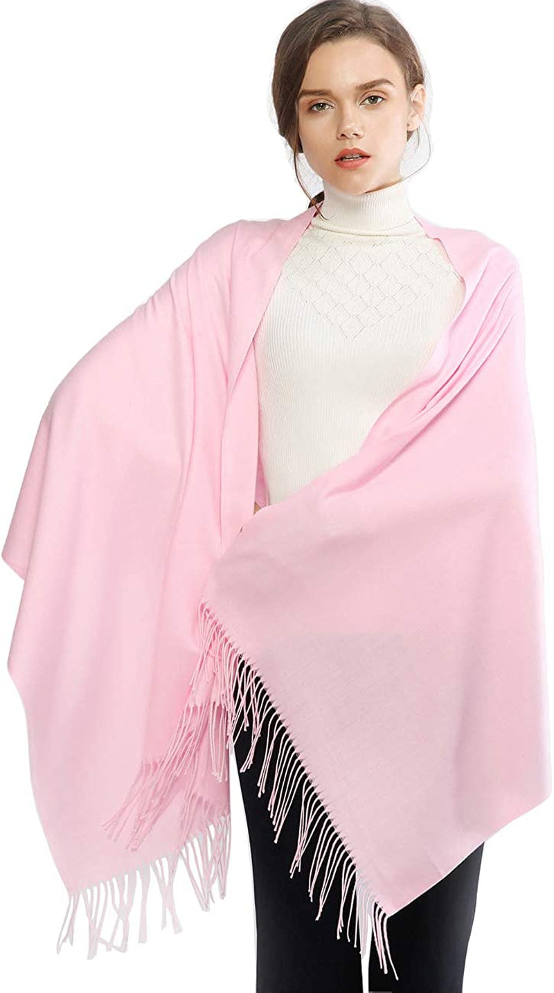 RIIQIICHY Women'S Scarf Pashmina Shawls and Wraps for Evening Dress Bridesmaid Wedding Bridal Winter Warm Long Large Scarves Apparel & Accessories > Clothing Accessories > Scarves & Shawls RIIQIICHY Pink-1  