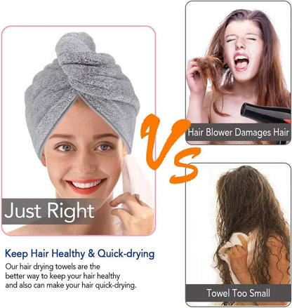 Ultra-Fine Microfiber Hair Drying Towels Thicken Cap with Button - Hair Towel Original Magic Instant Hair Dry Wrap for Women Super Absorbent Quick-Drying Hair Care Cap, 2 Pack 25.6 X 10.2In(2 Grey) Health & Beauty > Personal Care > Hair Care pocova   