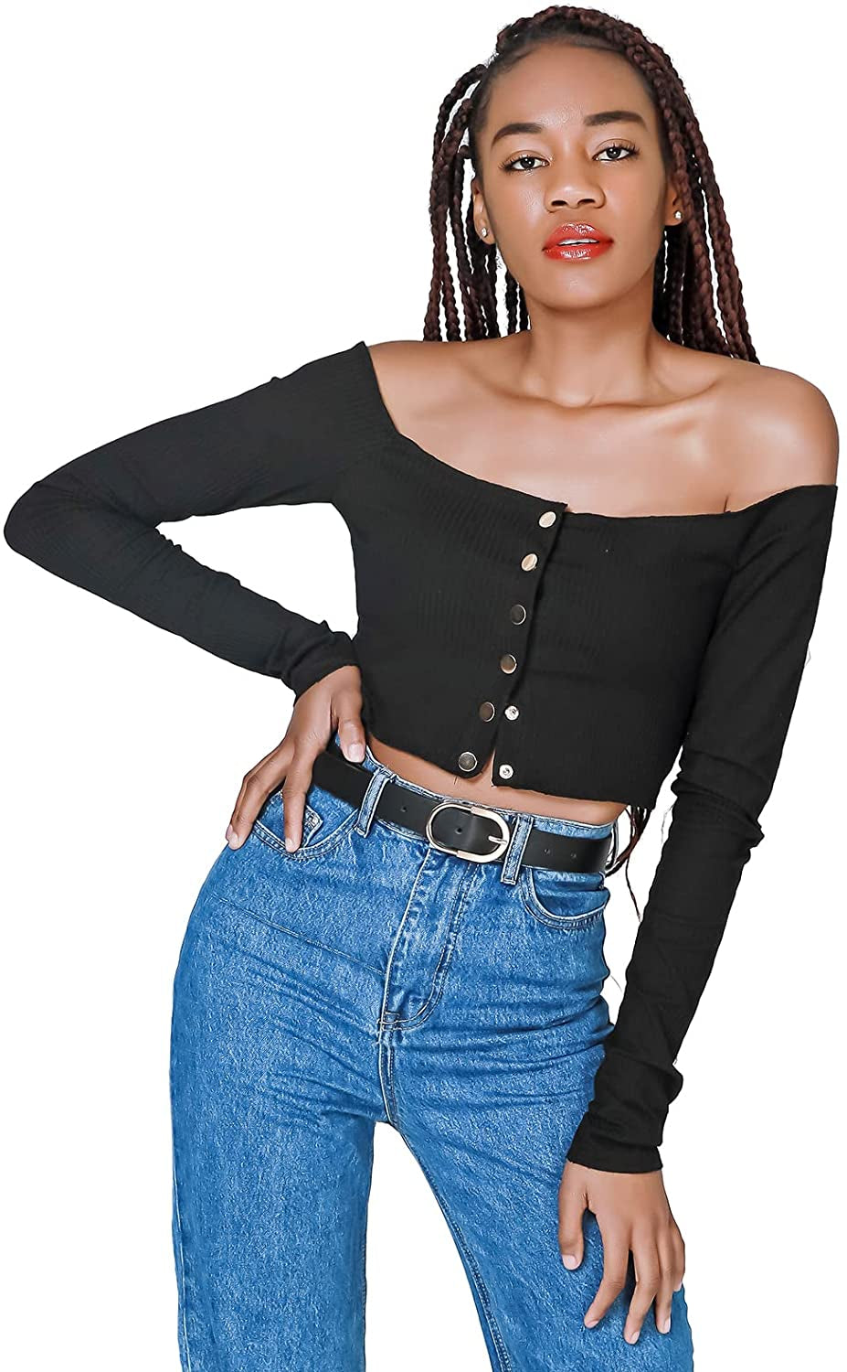 MORELESS 2 Pack Women'S Leather Belts for Jeans Pants with Fashion Center Bar Buckle Apparel & Accessories > Clothing Accessories > Belts MORELESS   