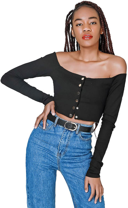MORELESS 2 Pack Women'S Leather Belts for Jeans Pants with Fashion Center Bar Buckle Apparel & Accessories > Clothing Accessories > Belts MORELESS   