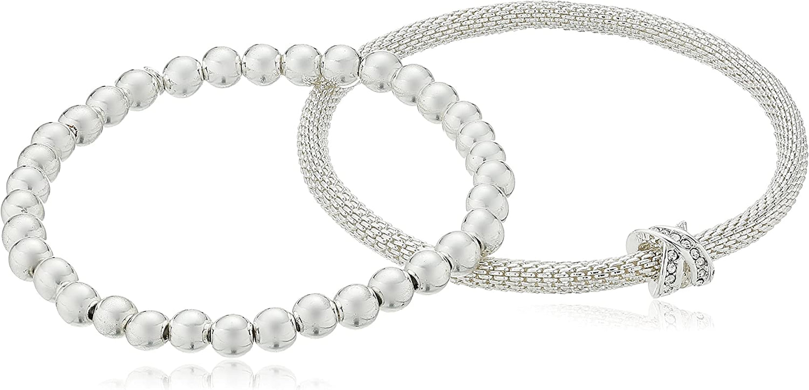 NINE WEST Silver-Tone 2 Row Stretch Bracelet Apparel & Accessories > Jewelry > Bracelets Nine West   