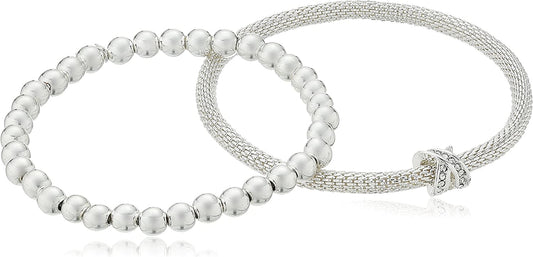 NINE WEST Silver-Tone 2 Row Stretch Bracelet Apparel & Accessories > Jewelry > Bracelets Nine West   