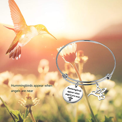 BAUNA Hummingbirds Brcelet Memorial Gifts Hummingbirds Appear When Angels Are near Sympathy Gift for Her Apparel & Accessories > Jewelry > Bracelets BAUNA   