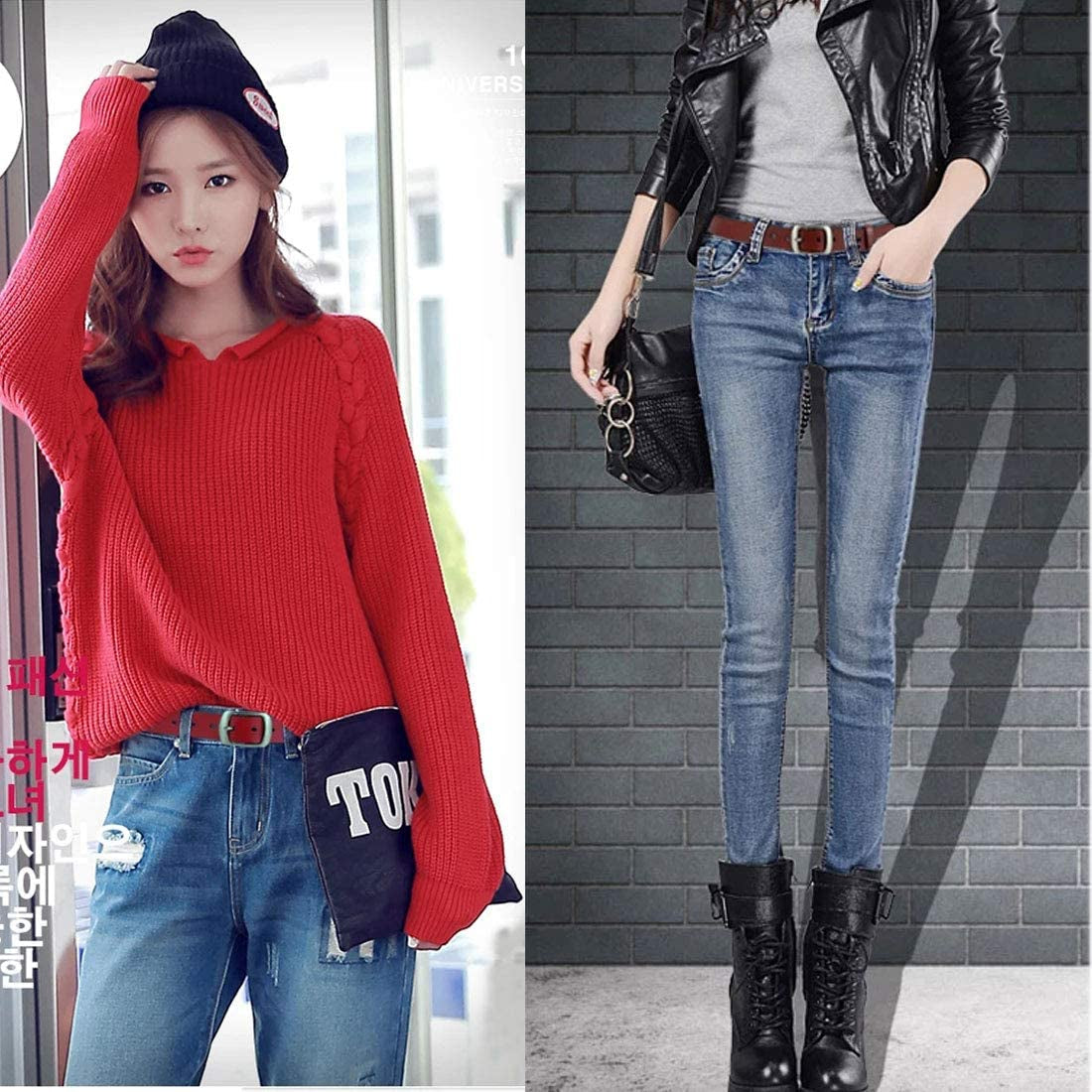 Vonsely Womens Leather Belt for Jeans, Black Leather Waist Belts with Pin Buckles Apparel & Accessories > Clothing Accessories > Belt Buckles VONSELY   