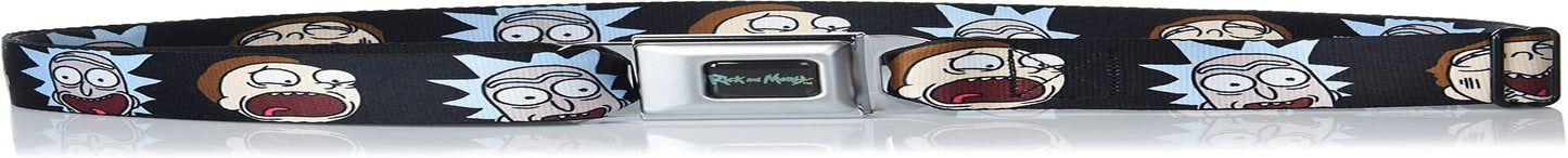 Buckle-Down Rick and Morty Belt, Seatbelt Buckle Belt, Rick and Morty Expressions in Space, Mens Womens Kids Adjustable Apparel & Accessories > Clothing Accessories > Belts Buckle-Down 1.0" Wide - Fits Pant Size 20-36  
