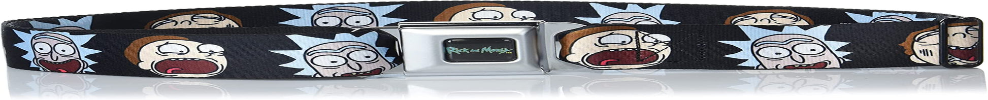 Buckle-Down Rick and Morty Belt, Seatbelt Buckle Belt, Rick and Morty Expressions in Space, Mens Womens Kids Adjustable Apparel & Accessories > Clothing Accessories > Belts Buckle-Down 1.0" Wide - Fits Pant Size 20-36  