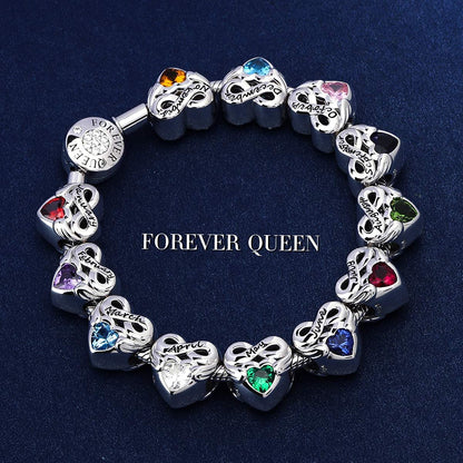FOREVER QUEEN Birthstone Charms for Charms Bracelet- 925 Sterling Silver Love Heart Beads Infinite Love Charms, Happy Birthday Charms for Bracelet and Necklace Apparel & Accessories > Jewelry > Bracelets FOREVER QUEEN pandora charms   