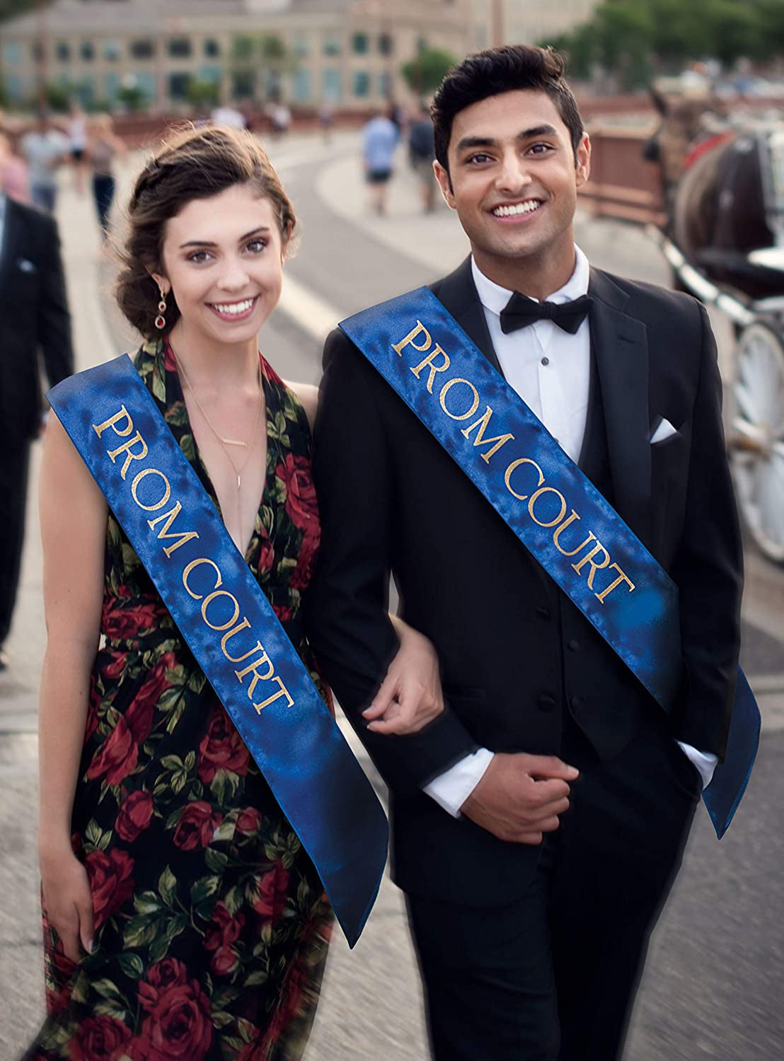 Blue Prom Court Sash, Gold Imprint, Pack of 2 Apparel & Accessories > Clothing Accessories > Sashes Anderson's   