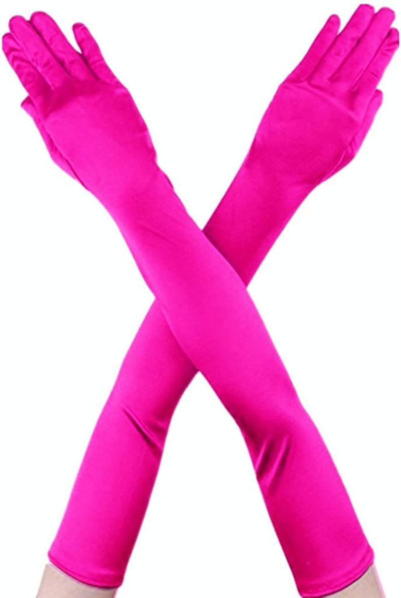 Dreamhigh Womens 22 " Finger Mittens over Elbow Long Black /White Evening Gloves Apparel & Accessories > Clothing Accessories > Gloves & Mittens DreamHigh Rose  