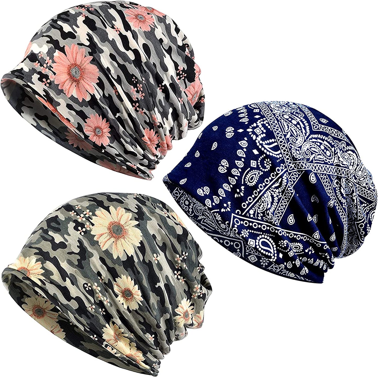 Kayier Women'S Baggy Casual Chemo Beanie Hats Headwear Caps Apparel & Accessories > Clothing Accessories > Headwear Kayier 3 Pack-p  