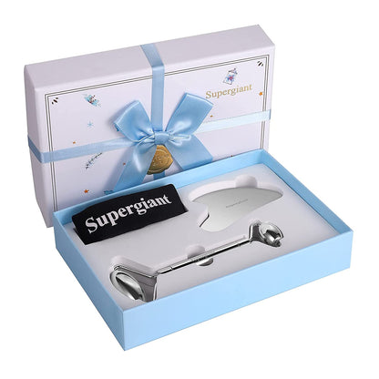Supergiant Stainless Steel Face Roller and Gua Sha Set Facial Roller Massager Skin Care Roller Tools for Face Eyes Neck, Relieve Fine Lines and Wrinkles with Travel Pouch Health & Beauty > Personal Care > Cosmetics > Cosmetic Tools > Skin Care Tools Supergiant   