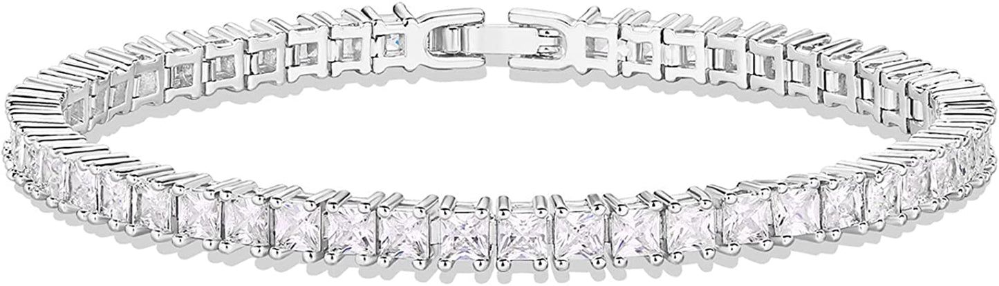 PAVOI 14K Gold Plated Princes Cut Cubic Zirconia Classic Tennis Bracelet | Gold Bracelets for Women | 3Mm CZ, Size 6.5-7.5 Inch Apparel & Accessories > Jewelry > Bracelets PAVOI White Gold 7.5 Inches 