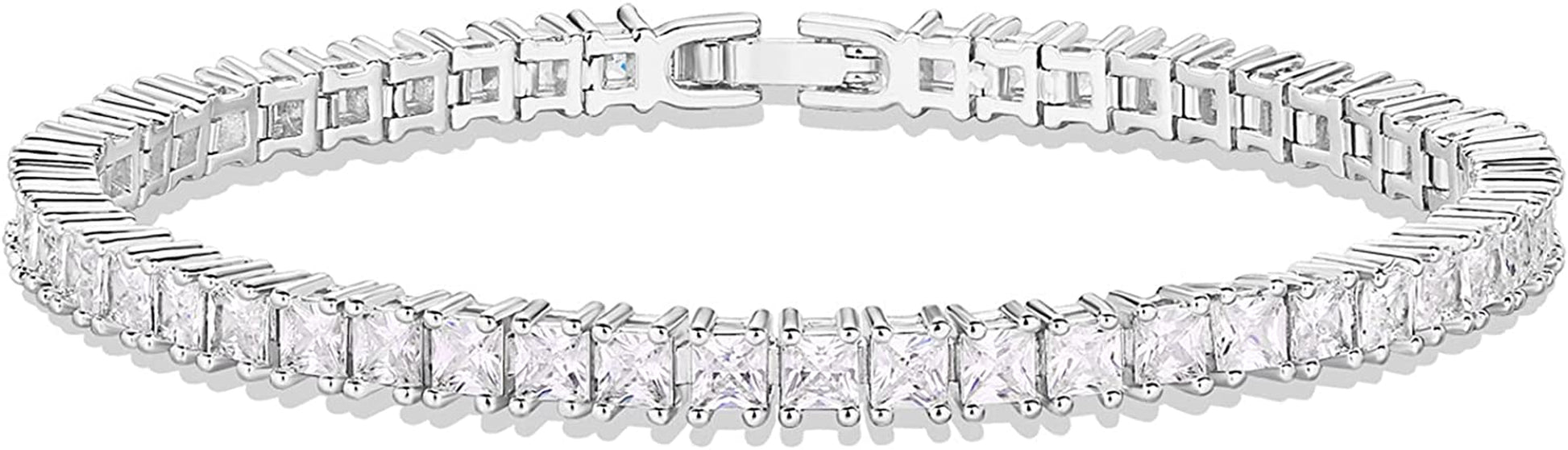 PAVOI 14K Gold Plated Princes Cut Cubic Zirconia Classic Tennis Bracelet | Gold Bracelets for Women | 3Mm CZ, Size 6.5-7.5 Inch Apparel & Accessories > Jewelry > Bracelets PAVOI White Gold 7.5 Inches 
