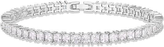 PAVOI 14K Gold Plated Princes Cut Cubic Zirconia Classic Tennis Bracelet | Gold Bracelets for Women | 3Mm CZ, Size 6.5-7.5 Inch Apparel & Accessories > Jewelry > Bracelets PAVOI White Gold 7.5 Inches 