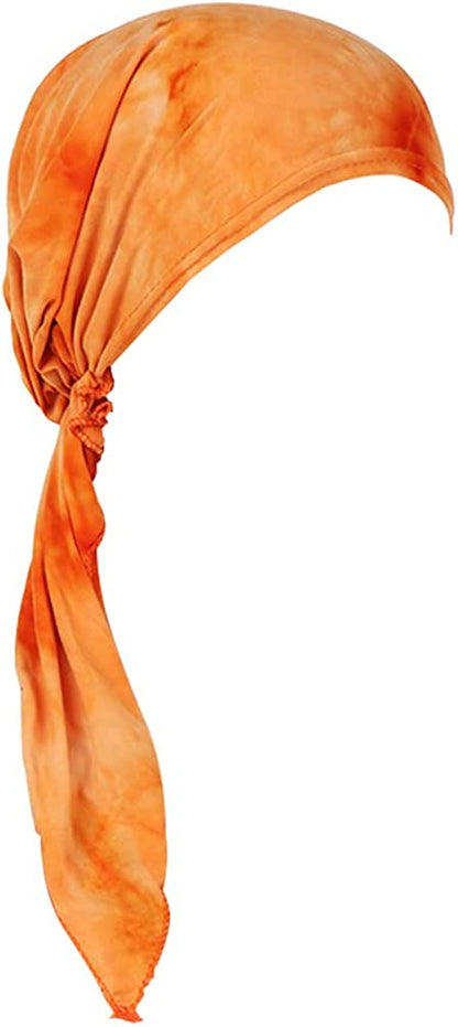 Fxhixiy Pre-Tied Bandana Turban Hat Chemo Cancer Headscarf Headwraps Headwear for Women Hair Cover Hat Apparel & Accessories > Clothing Accessories > Bandanas & Headties Fxhixiy Orange  