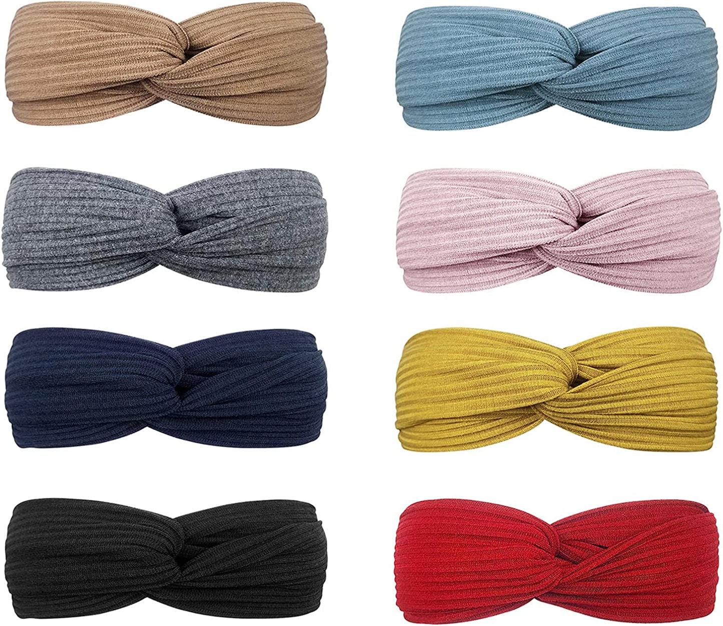 DRESHOW 8 Pack Headbands for Women Criss Cross Vintage Head Wrap Boho Headband Twisted Elastic Hair Accessories Apparel & Accessories > Clothing Accessories > Bandanas & Headties DRESHOW 8 Pack J Ribbing  