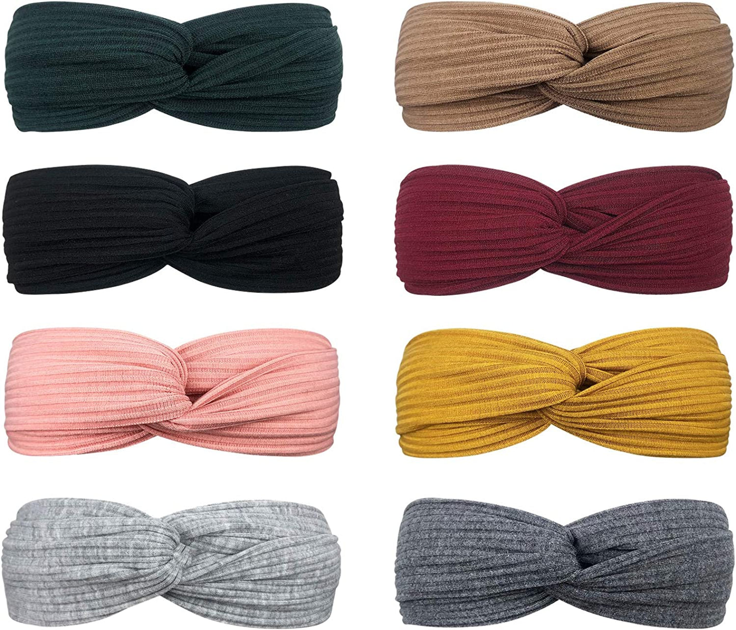 DRESHOW 8 Pack Headbands for Women Criss Cross Vintage Head Wrap Boho Headband Twisted Elastic Hair Accessories Apparel & Accessories > Clothing Accessories > Bandanas & Headties DRESHOW 8 Pack BA  