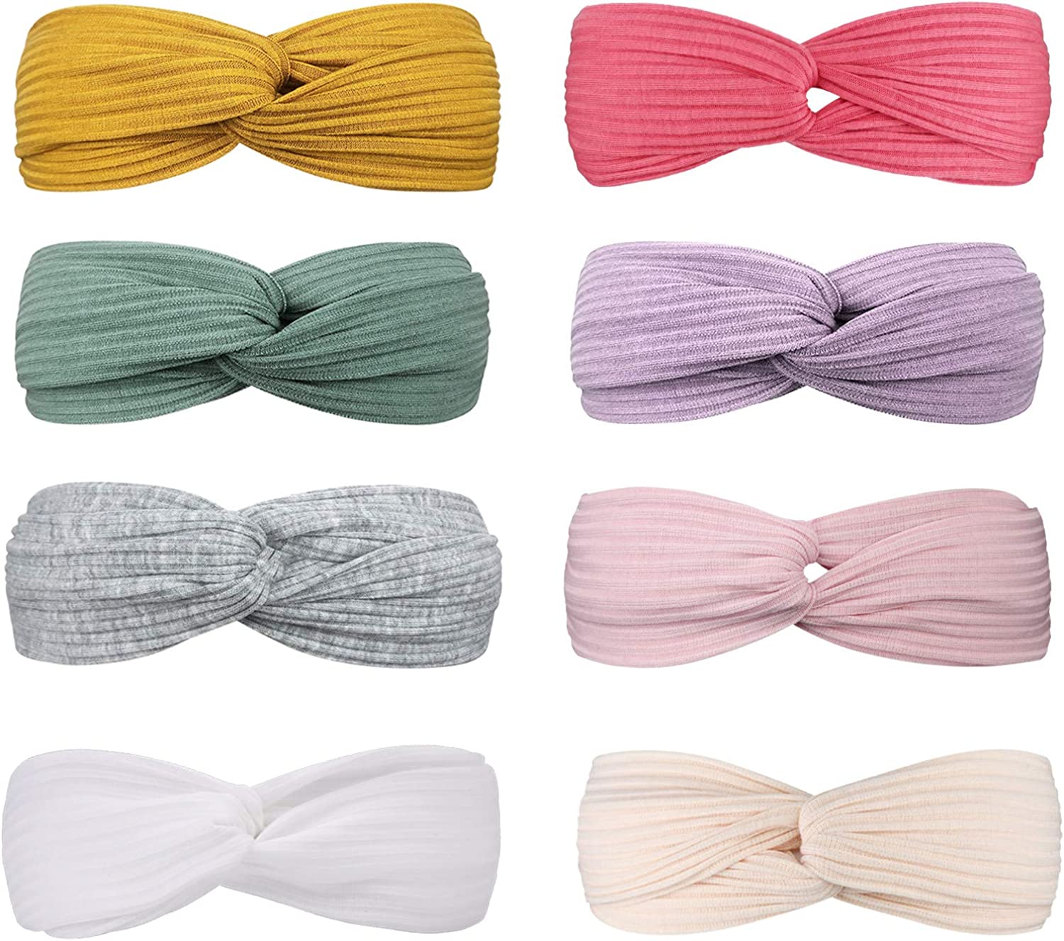 DRESHOW 8 Pack Headbands for Women Criss Cross Vintage Head Wrap Boho Headband Twisted Elastic Hair Accessories Apparel & Accessories > Clothing Accessories > Bandanas & Headties DRESHOW 8 Pack D: Fresh series A  