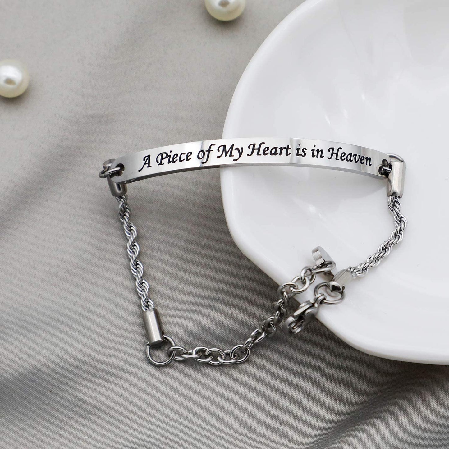 Memorial Bracelet Keychain Dad Mom in Heaven Loss Memorial Jewelry Sympathy Gift for Loss of Mom Dad Grandma Grandpa Apparel & Accessories > Jewelry > Bracelets EIGSO   