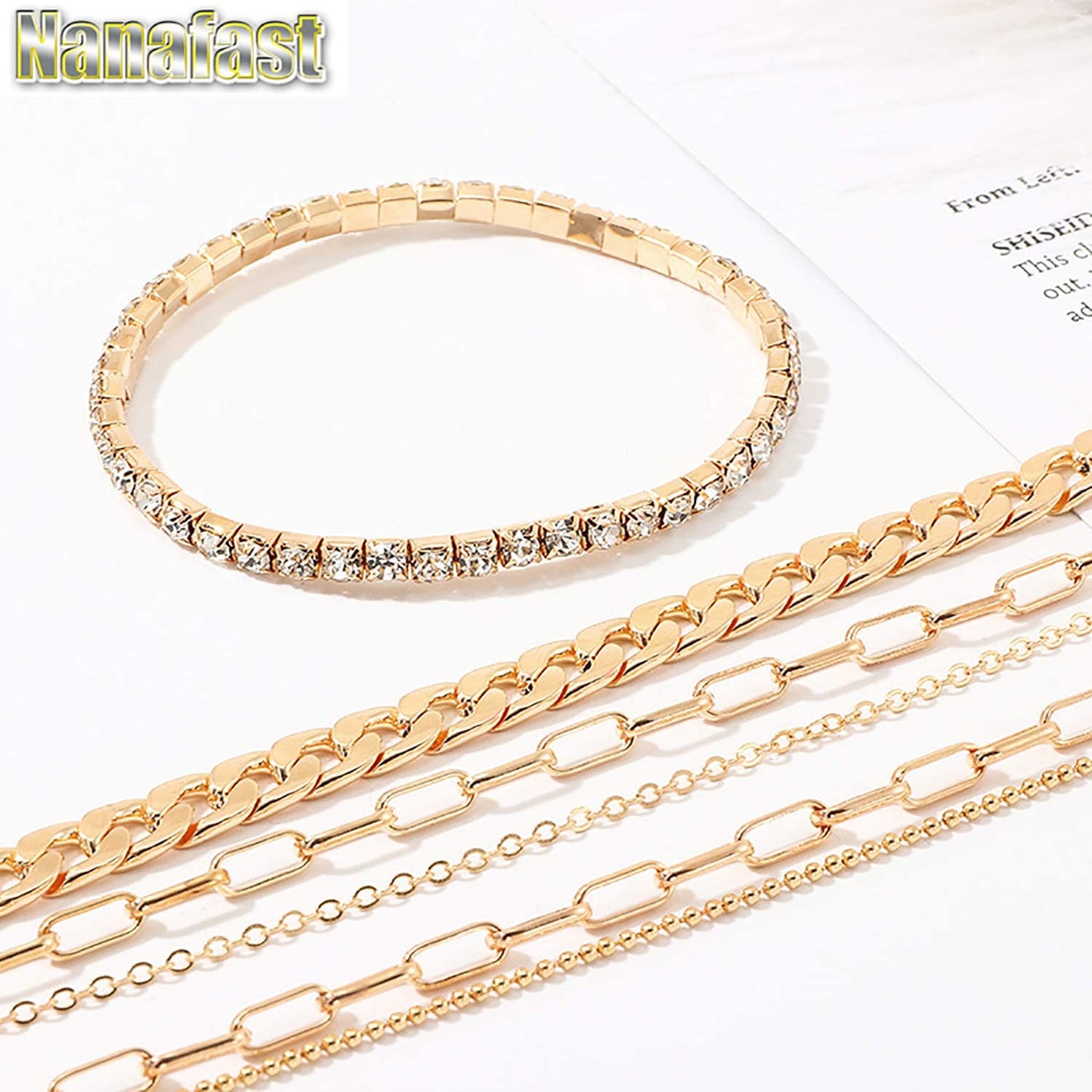 Nanafast 4-6PCS Ankle Bracelets Set for Women Gold Boho Beach Anklet Chain Adjustable Foot Jewelry for Girls Extremely Simple Style Apparel & Accessories > Jewelry > Anklets Nanafast   