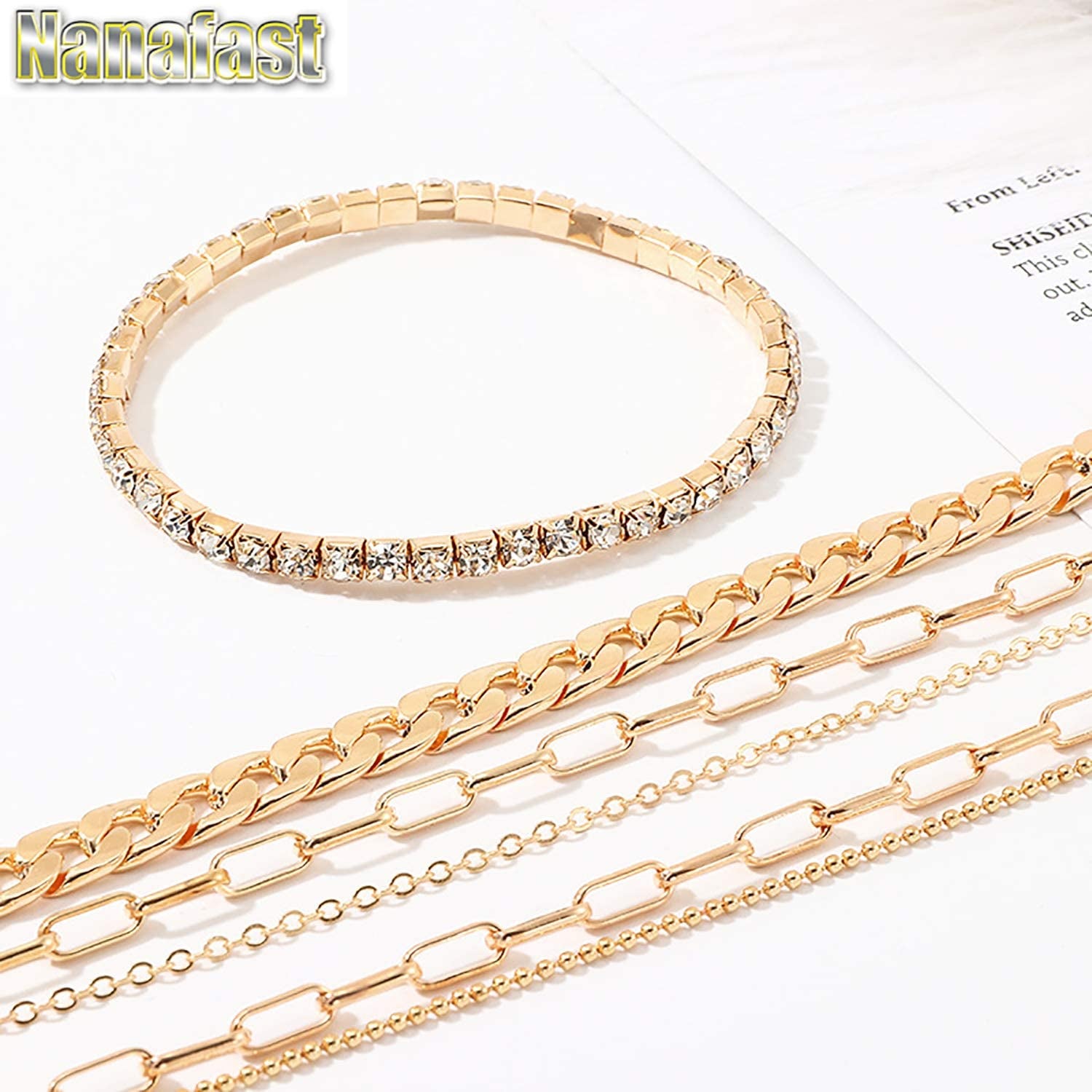 Nanafast 4-6PCS Ankle Bracelets Set for Women Gold Boho Beach Anklet Chain Adjustable Foot Jewelry for Girls Extremely Simple Style Apparel & Accessories > Jewelry > Anklets Nanafast   