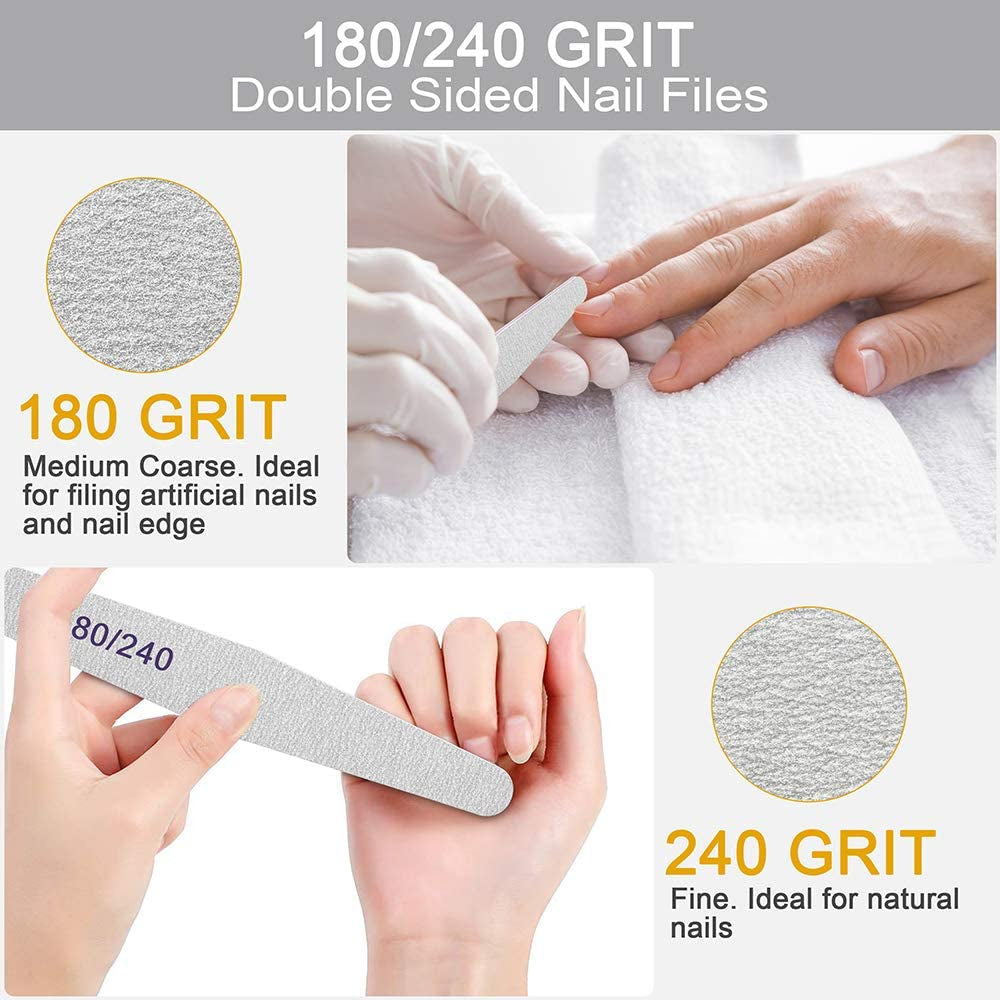 Professional Nail Files, Emery Board Nail File for Natural Nails 100/180/240 Grit Nail Files for Acrylic Nails 12Pcs Fine Grit Nail File Manicure Tools Coarse Fingernail Files (100/180 Grit) Health & Beauty > Personal Care > Cosmetics > Cosmetic Tools > Nail Tools BLESWIN   