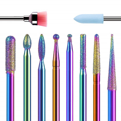 Melodysusie 10Pcs Nail Drill Bits Set, 3/32 Inch Diamond Cuticle Nail Bits Kit for Nail Drill E-File, Manicure Pedicure Remover Tools for Acrylic Gel Nails, Salon Home Nail Care Supplies, Silver Health & Beauty > Personal Care > Cosmetics > Cosmetic Tools > Nail Tools MelodySusie Rainbow  