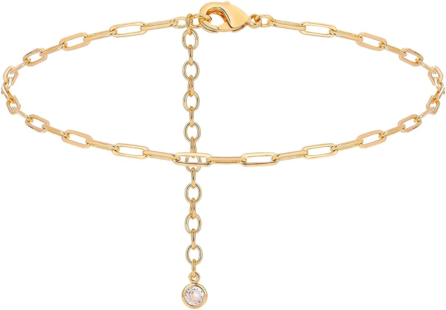 Mevecco Gold Evil Eye Charm Anklet,14K Gold Plated Boho Beach Dainty Cute Tiny Lucky Star Foot Chain Ankle Bracelet Silver Beaded Chain Anklet for Women Apparel & Accessories > Jewelry > Anklets MEVECCO Paperclip S  